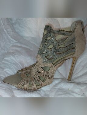 Jessica Simpson Blush Crystal Cutout Strappy Heel